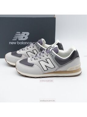 NEW New Balance 574 Leather Sneakers U57418X Grey Matter